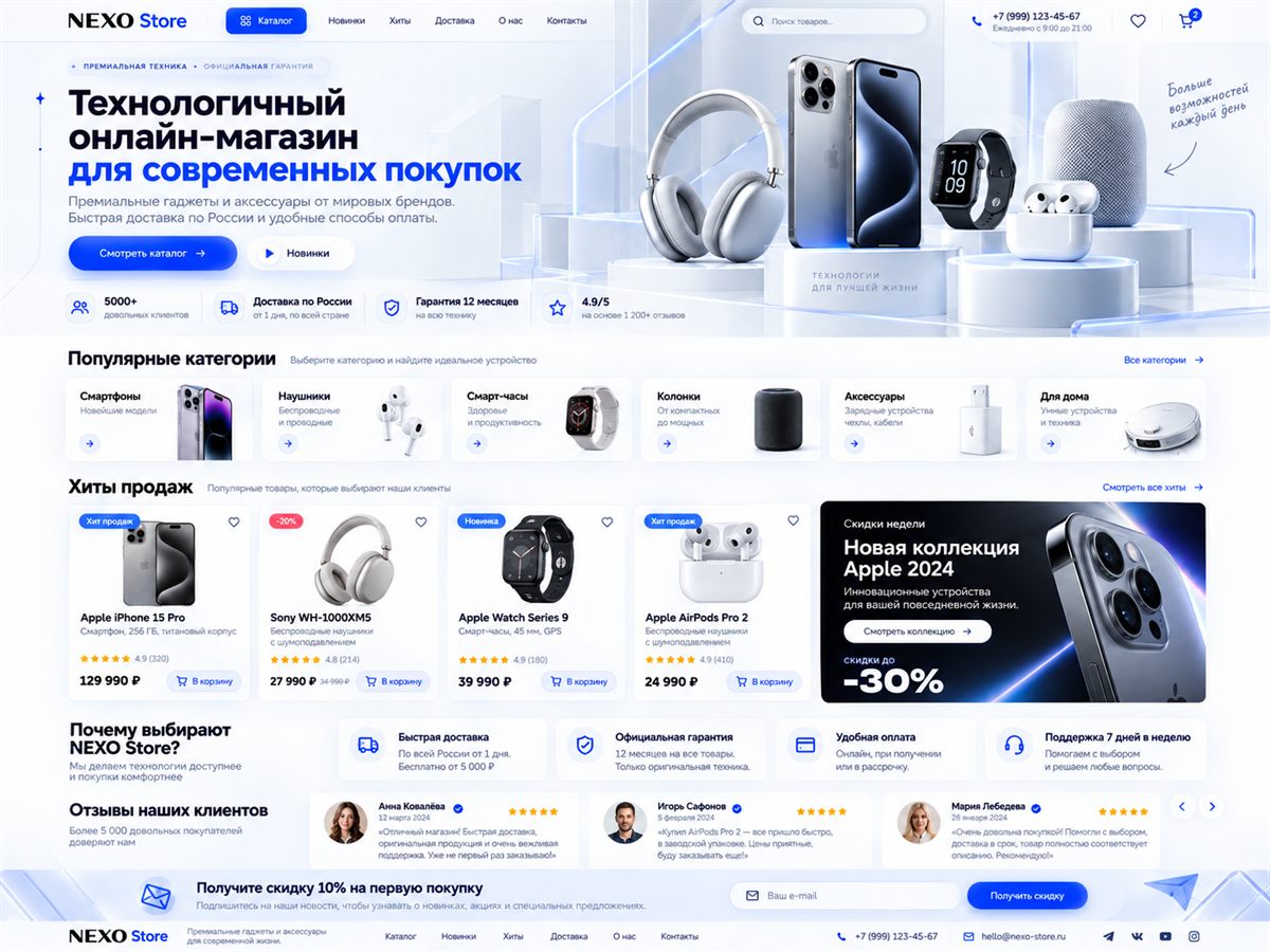 Главная страница интернет-магазина NEXO Store