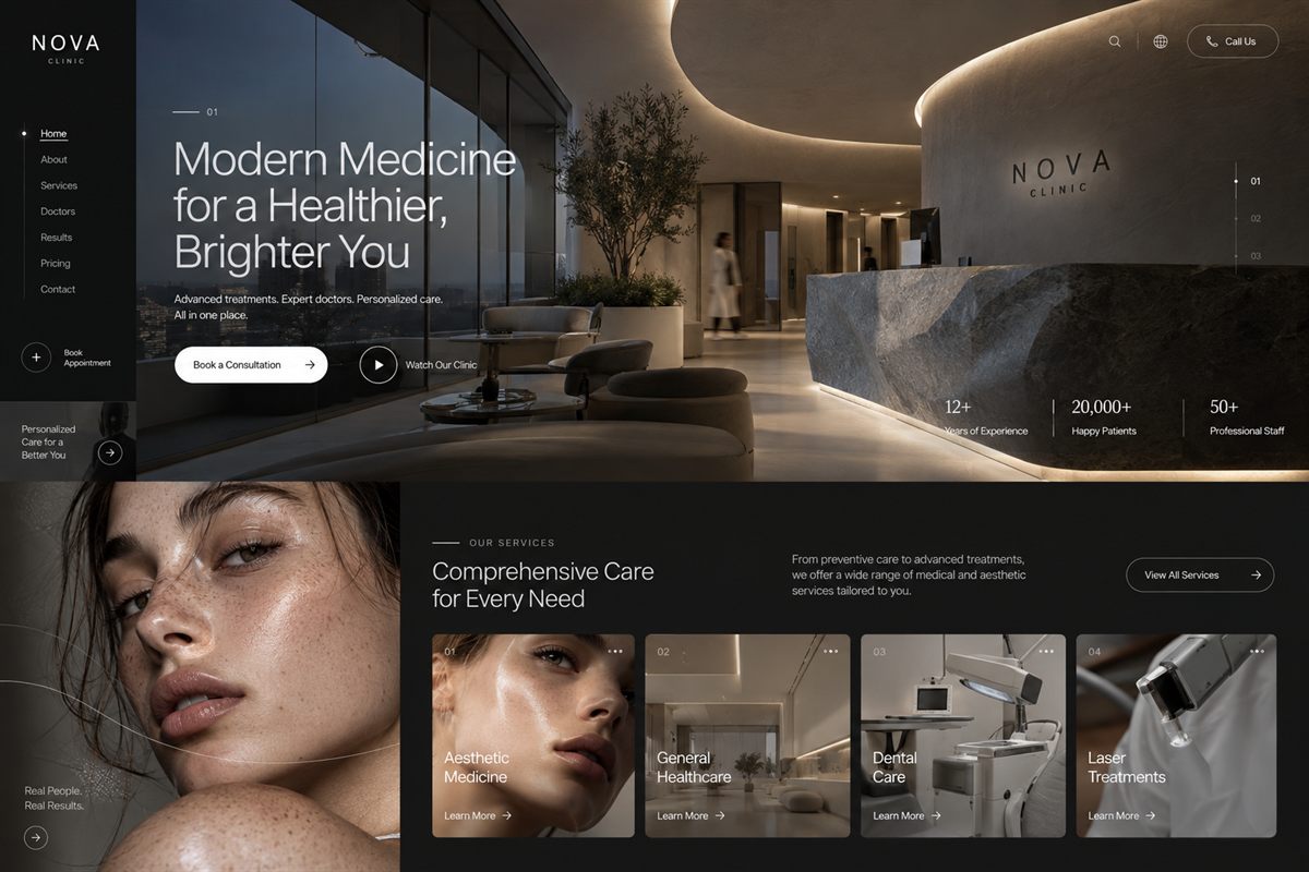Главная страница сайта клиники Nova Clinic